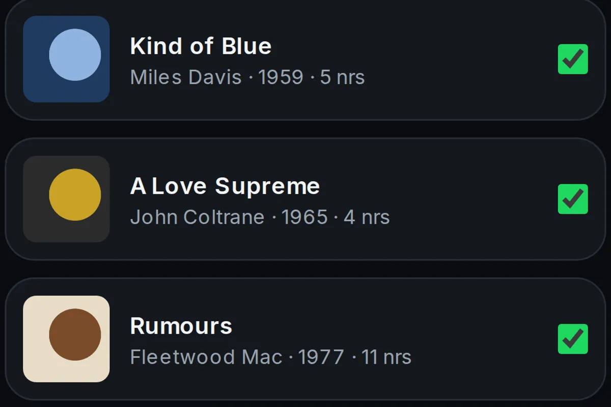Herkende albums, gekoppeld aan Spotify